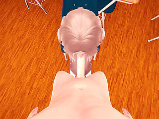 Hot College Blonde Stacy for 3D Hentai - No Hands Sloppy Blowjob, Pantyhose Footjob Fetish for Big Dick, and Glory Hole Cumshot