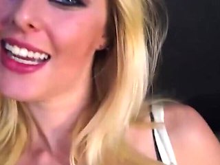 Trashy blonde with intense makeup gets fucked on all fours