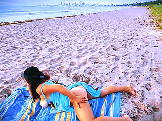 Hairy MILF Gets Fingered by Stranger on Public Beach - Big Natural Tits & Perfect Ass