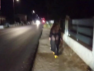 Mel Showing off in Public on the Side of the Road 13
