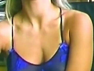 Blonde Fingers Herself Then Rides Glass Dildo