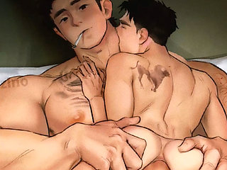 ANIMATED - Giant asian hunk dominate a desperate fanboy