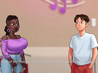 Anon Beat Out the Rhythm From a Pair of Big Black Boobs - Summer Time Saga
