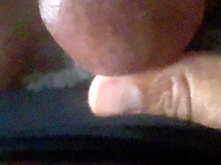Wanking stiff black cock