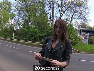 Outdoor fuck with a very European girl taking a very big dick