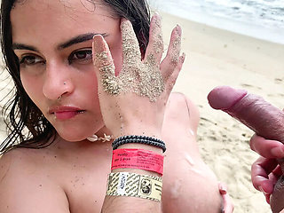 Colombian Amateur Wife Fucks Husband's Best Friend on Nude Beach - Homemade Blowjob & Cowgirl Sex in 4K