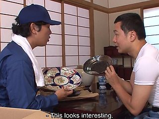 Horny Japanese beauty swallows her colleague's dick