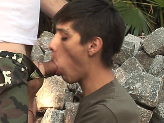 Twink gets ass destroyed outdoors