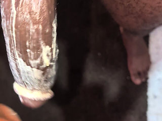 Creamy masturbation with my big black cock