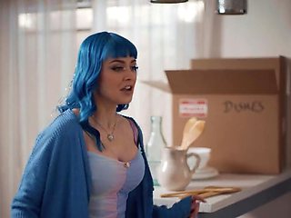 Blue hair girl in blue is going to get dicked down