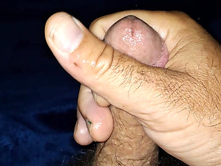 Stroking my fat little hairy dick while playing with her feet