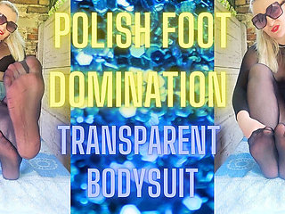 (91) Polish Foot Domination in Transparent Bodysuit