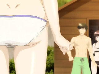 Hentai Beach Sex - Public Cabin Fuck with Loud Moaning & Creampie