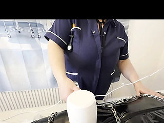 Mature BBW Dominatrix Satana Teases Bound Gimp in Medical Room - Part 3 BDSM Femdom