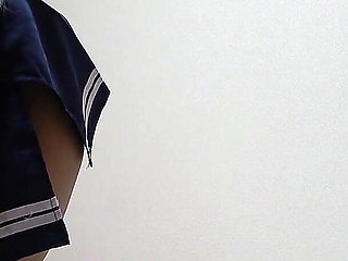 Busty Tanned Japanese Surfer Girl in Braless Student Uniform, Mini Skirt, Wedgie Thong Panties, Socks, Sexy Apartment Cleaning