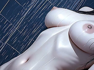 Nude Woman Shower Head Pressed Firmly to Swollen Clit