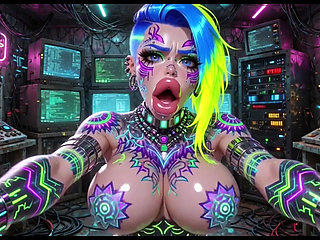 Cyberpunk Style Women Bouncing Boobs, Ai Animation