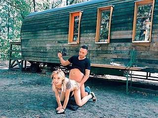 Slender slut gets fucked in the woods and taped doing nasty things