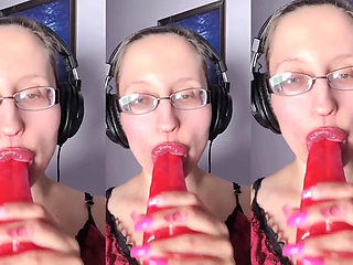 Asmr Paprika Pepper Eating - Asmr, Eye Glasses, Gianess, Lipstick, Big Lips, Mouth, Food, Face Fetish, Long Nails