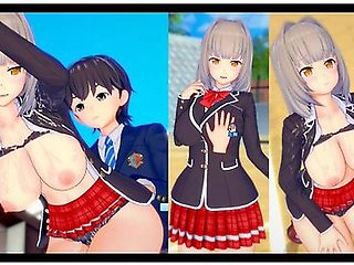 Big-titted schoolgirl Azusa enjoys a sensual boob rub and sex