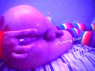 rainbow femboy lost something inside his ass and tries to reach it