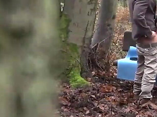 Outdoor fuck and cum on huge titties