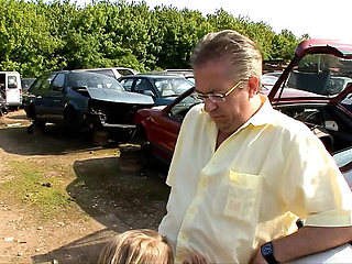 Elderly German Couple Threesome with Curvy Girl and Two Men - Outdoor Fuck