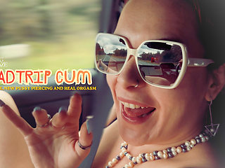 Roadtrip Cum - Foot Tease, New Pussy Piercing and Real Orgasm