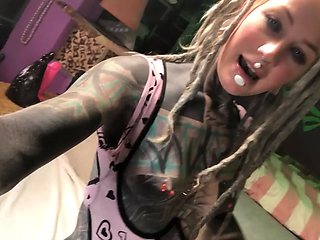 Horny Alternative Tattooed Girl Shows Her Sex Toys With Ass Plug In