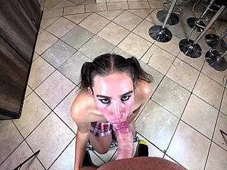 Stepdaughter Gives Blowjob for Daddy for Fathers Day, Cum Facial