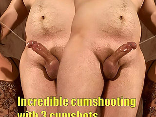 Brunette Wifey Handjob Edging Challenge with Multiple Cumshots