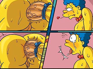Big cock Flanders fucked busty Marge through the hole comic