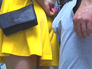 Risky Handjob Inside Public Transport! Dirty Stranger Ejaculate Using Girl's Hand