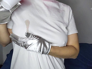 My big natural tits are waiting for your gaze as I masturbate masked