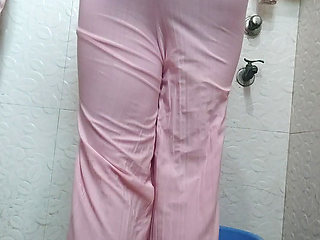 Waving my hard cock and sexy bubble butts in skinny transparent plazo.