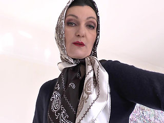 Satin Headscarf Fashion Show and Cumming on a Scarf, JOI, Lady Victoria Valente