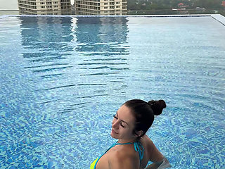 Pool Spit on Boobs with Ahegao Face