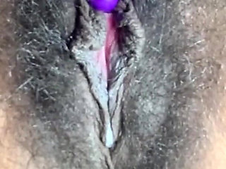 Close up Stimulating My Big Clit Hairy Pussy Creaming