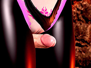 Hot Succubus with Big Tits in Oil - Thighjob Teasing for Big Dick in Leather Leggings, POV Staircase Doggy Style Sex