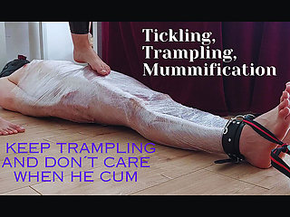 Mummified, Tickled and Trampled - Made Him Cum Under My Feet
