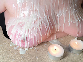 Breasts with hot candle wax and then beat