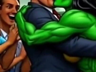 Naked Witch with Big Green Ass at Halloween Party Seduces Men for Sex