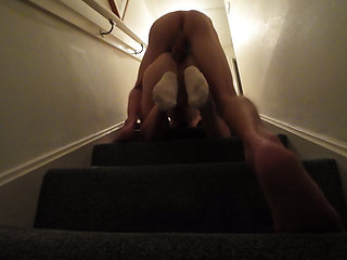 Domination in Bedroom and Leaves Her Pussy Cream Pied on the Stairs