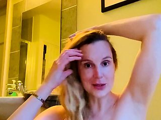 Blonde amateur MILF sucks and jerks for facial