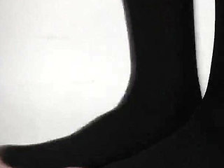 Mistress Cleo in Pantyhose Trample His Slave to Orgasm