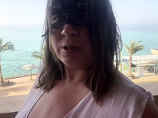 Hairy Milf Mary Di Squirts Hard on Balcony - Outdoor Masturbation Orgasm