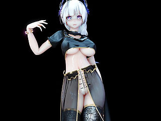 [mmd] Radiant Something Black Silk Erotic Nun Pussy Reveals Succubus Patterns
