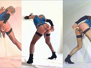 Sissy Stacy Anal Toy Play in Tight Blue