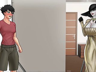 Confined goddesses in a visual novel with big-boobed moms