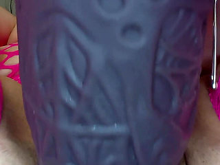 Slutty Mommy's Wildolo Dildo Destruction: Pink Fishnets, Greedy MILF Hole Stretched Wide Multi Angle